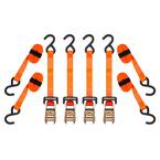 10 ft. Orange Padded D-Handle Heavy-Duty Racthet Tie Down Straps with 1,000 lb. Safe Work Load - 4 pack