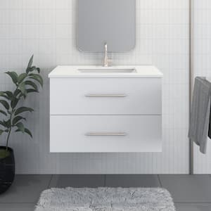 Napa 36 W x 22 D x 21-3/8 H Single Sink Bathroom Vanity Wall Mounted in White with White Quartz Countertop