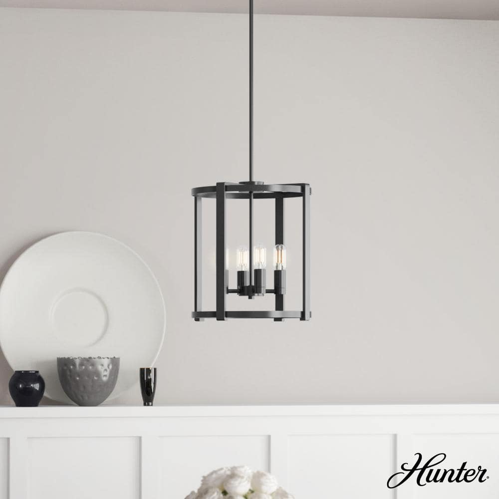 Matte Black Aluminum 4-Light Drum Chandelier