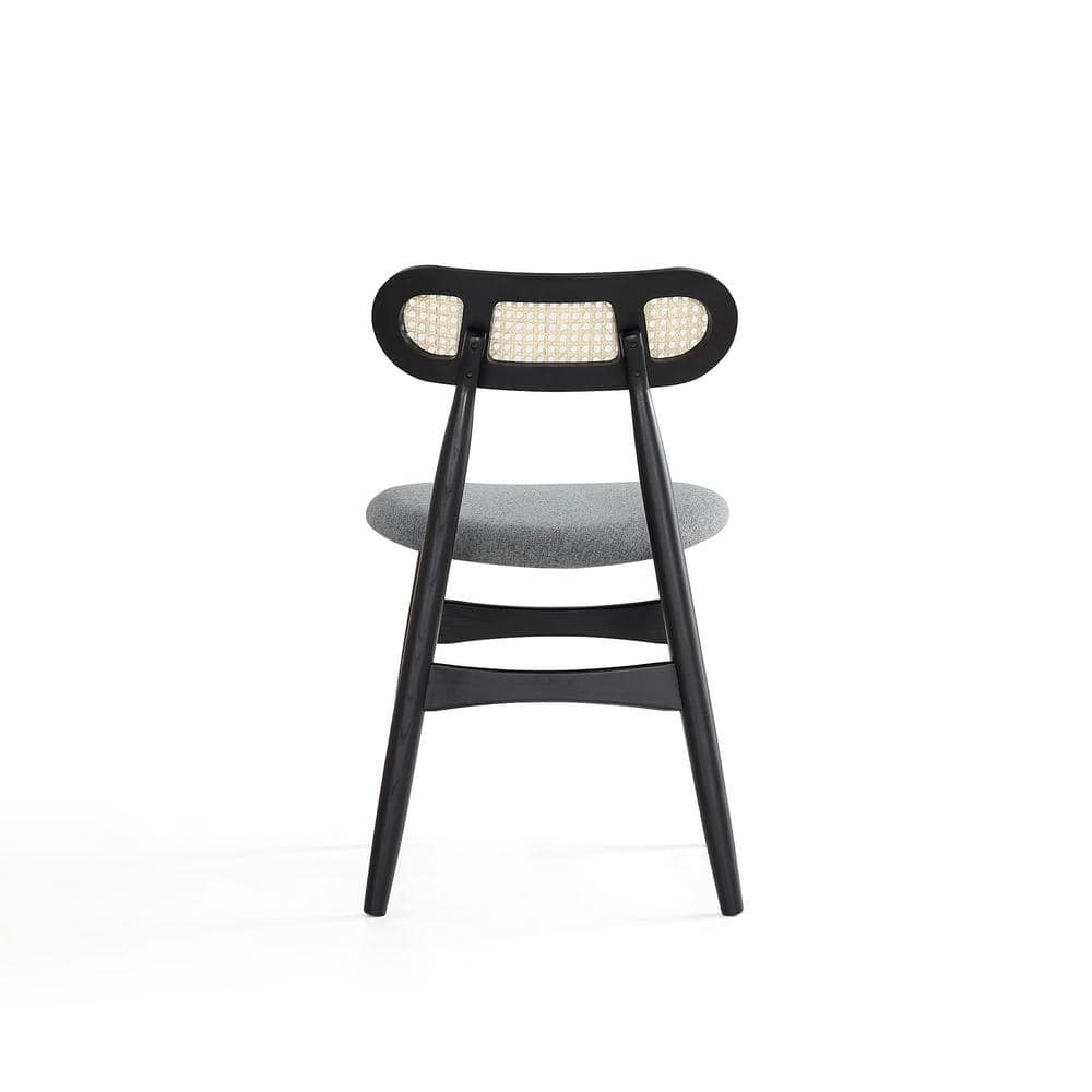 Colbert High-Back Black Wood and Cane Side Chair
