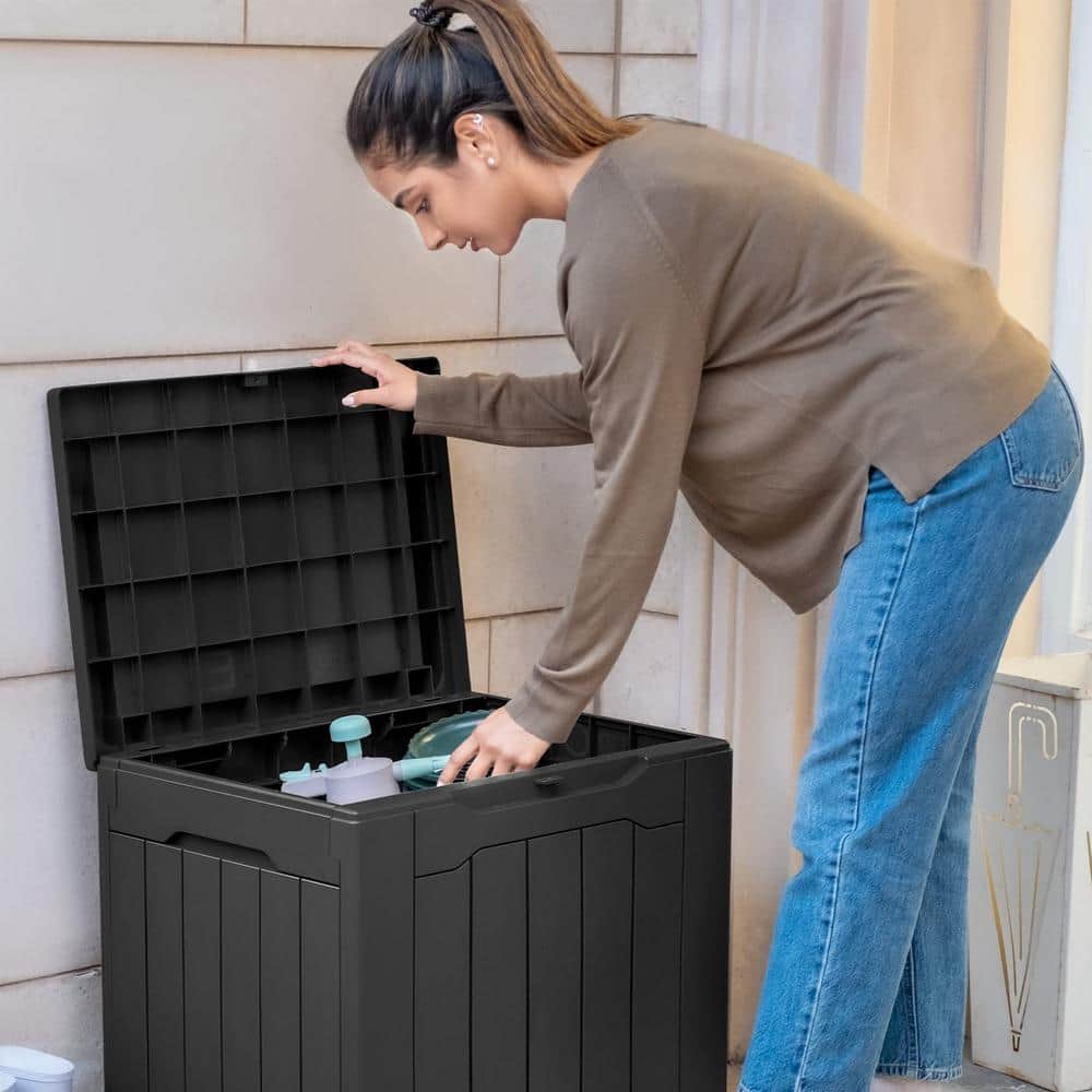Black Resin 30 Gallon Waterproof Deck Storage Box