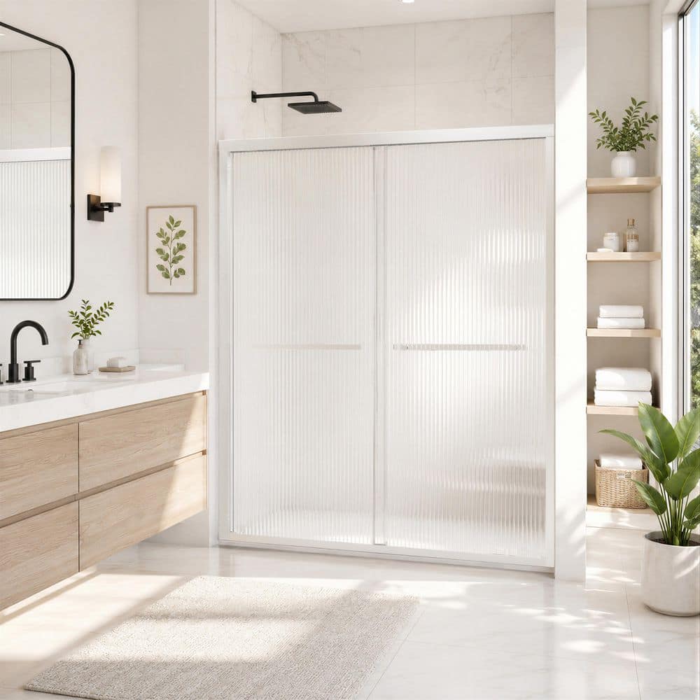 38 in. - 42 in. W x 72 in. H Double Sliding Framed Shower Door in Chrome with Fluted Glass price history on PriceWatchPro