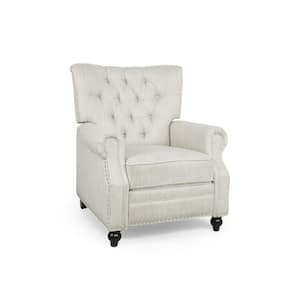 Torrens Beige Polyester Standard (No Motion) Recliner with Nailhead Trim