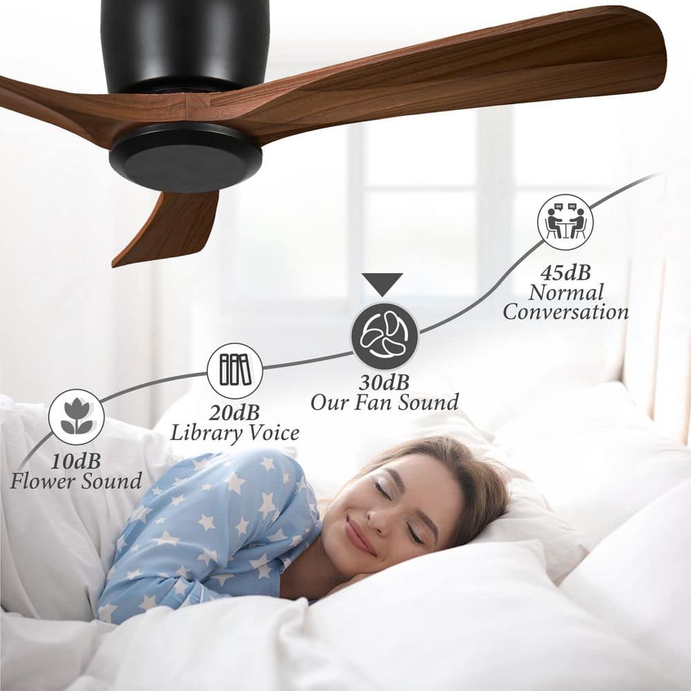 48 in. Black Steel Ceiling Fan with Brown ABS Blades and LED Light