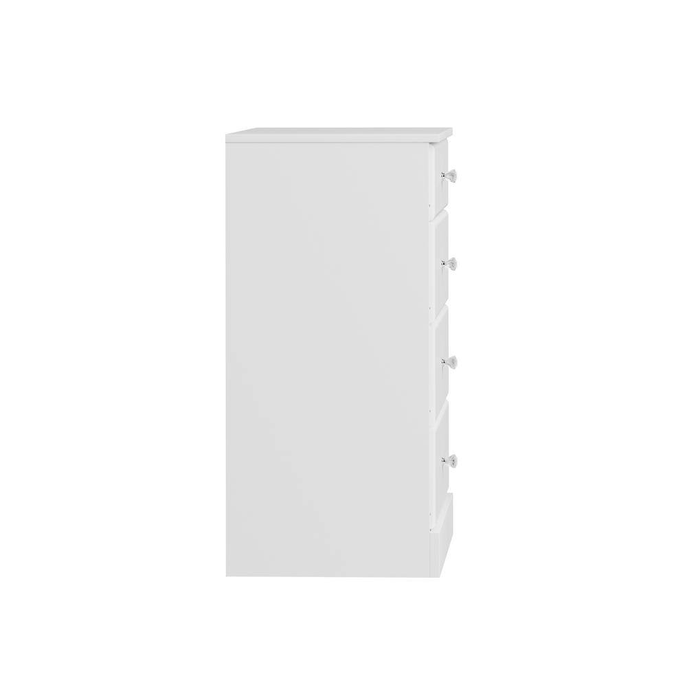 Astrid Crystal White 4-Drawer Vertical Dresser with Acrylic Knobs