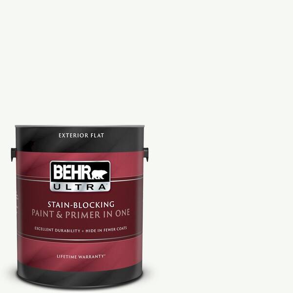 BEHR ULTRA 1 gal. #UL260-14 Ultra Pure White Flat Exterior Paint and Primer in One