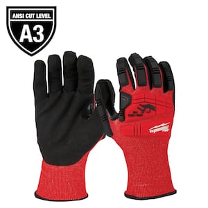 Small Red Nitrile Level 3 Cut Resistant Impact Dipped Work Gloves