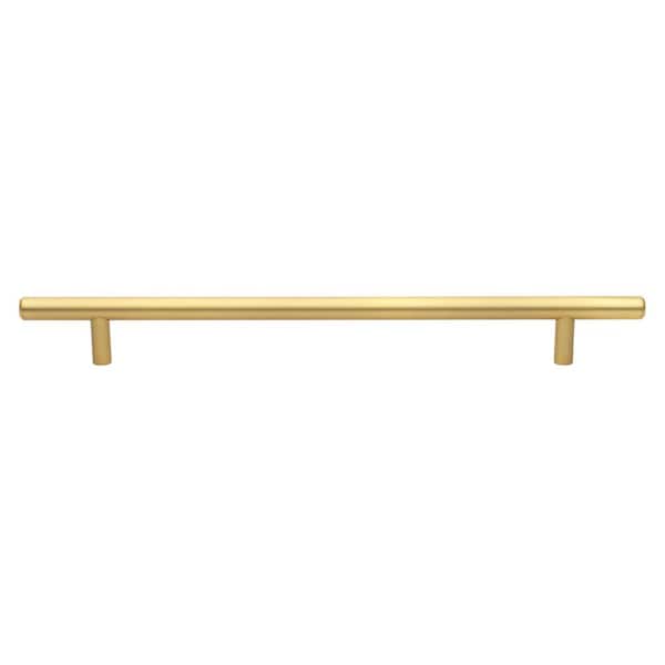 GLIDERITE 9 in. Center-to-Center Satin Gold Solid Handle Bar Cabinet Drawer Pulls (10-Pack)