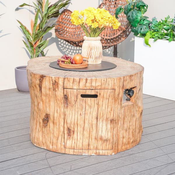 DIRECT WICKER Numa Brown Composite Outdoor Fire Pit Table DWG-2180
