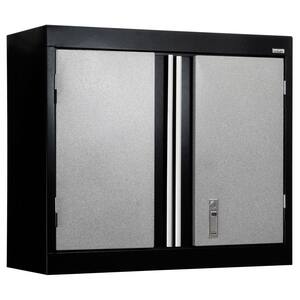 Steel 1-Shelf Wall Mounted Garage Cabinet in Black and Gray (30 in W x 26 in H x 12 in D)