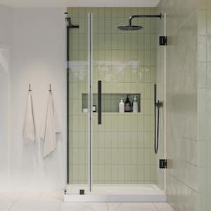 Tampa-Pro 32 in. L x 32 in. W x 75 in. H Square Corner Shower Kit w/Pivot Frameless Shower Door in ORB and Shower Pan