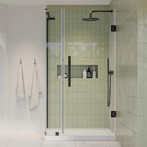 Tampa-Pro 40in. L x 36in. W x 75in. H Rectangular Corner Shower Kit w/Pivot Frameless Shower Door in ORB and Shower Pan