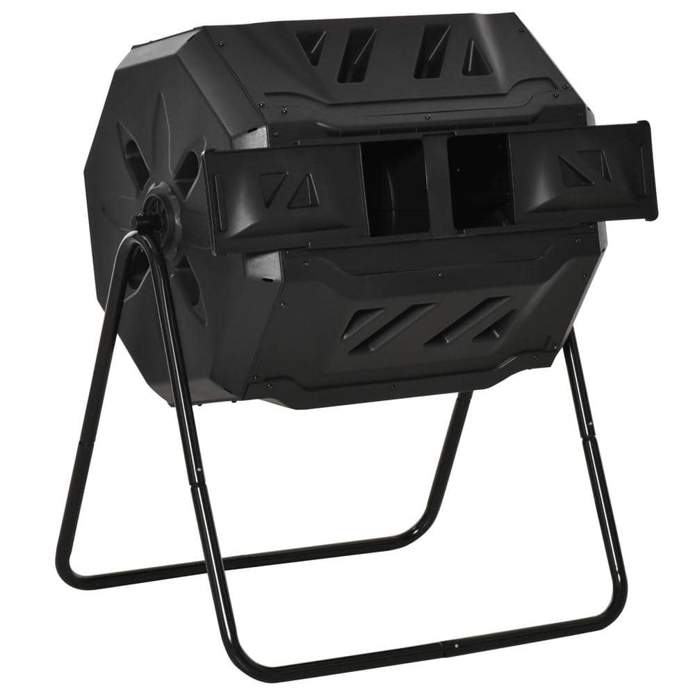 Outsunny 5.65 cu. ft. Carousel Composter Rotating 360° Dual Chamber ...