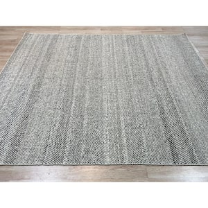 Natural White 4 ft. x 6 ft. Hand-Knotted Wool Modern Area Rug