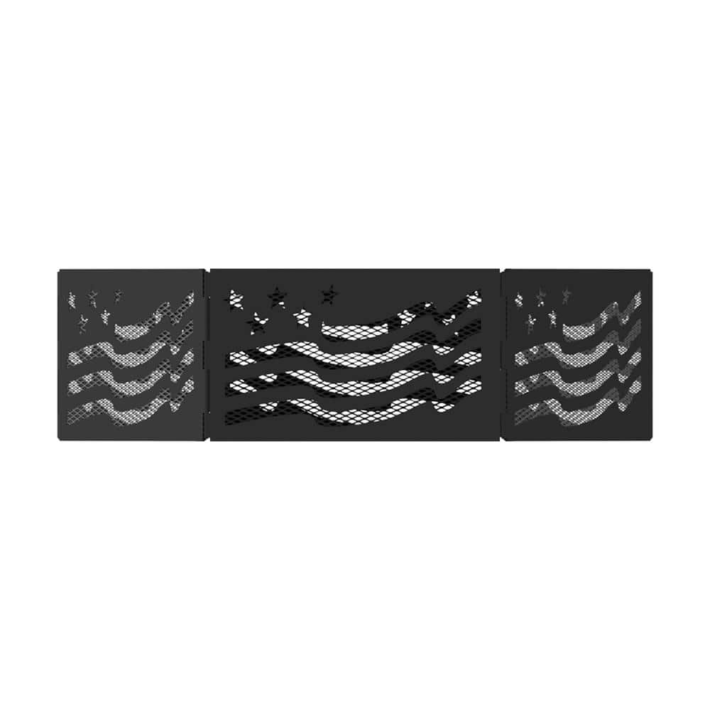 Zion 36" Black Steel Portable Folding Fire Ring with Stars and Stripes