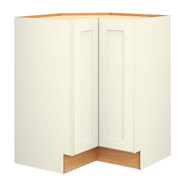 QuickShip Cottage 36 in. W x 24 in. D x 34.5 in. H Assembled Plywood Lazy Susan Corner Kitchen Cabinet in Starlight