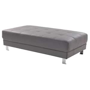 Riveredge Gray Faux Leather Upholstered Ottoman
