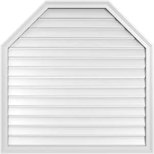42 in. x 42 in. Octagonal Top Surface Mount PVC Gable Vent: Functional with Brickmould Frame