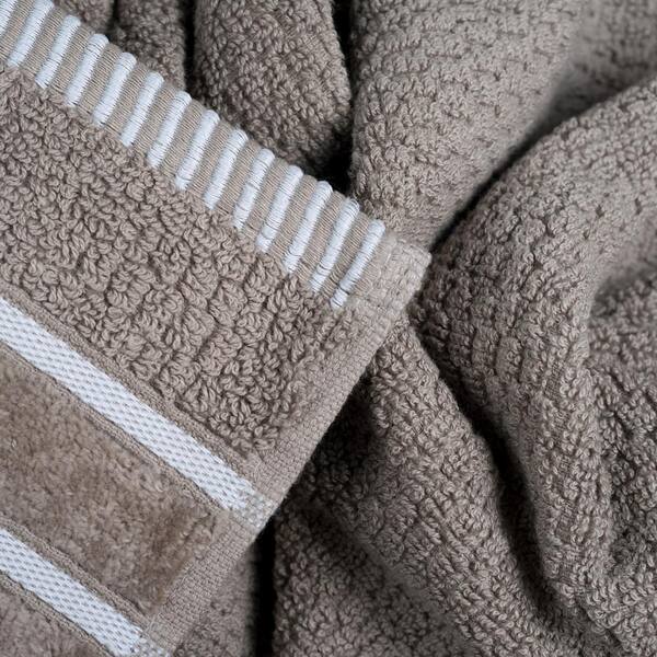 8pc ECO Existence Bath Hand Washcloth Towel Set Sea Foam Green Gray Stripes  New