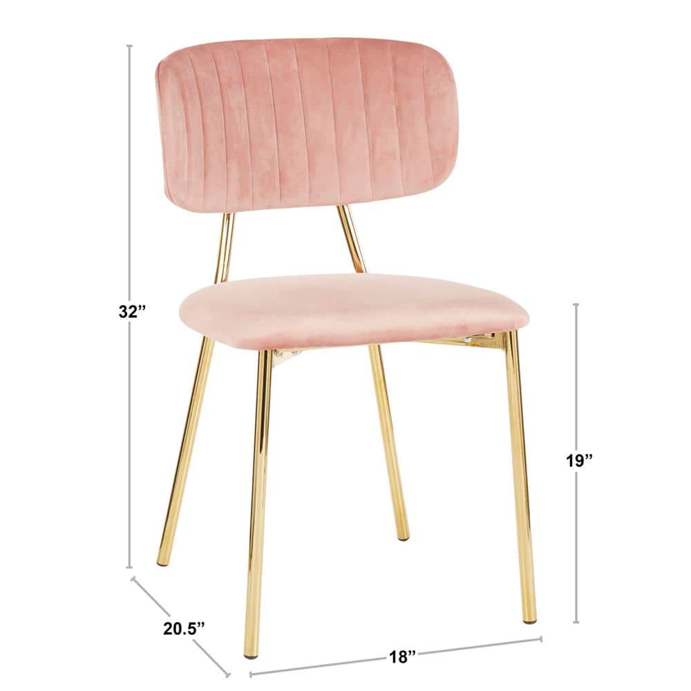 Blush Pink Velvet Upholstered Side Chair with Gold Metal Frame