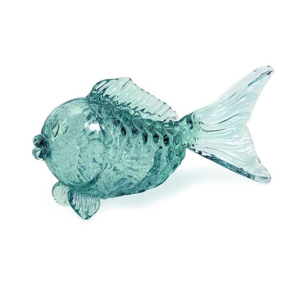 Filament Design Lenor 5.75 in. Glass Fish Decorative Statue in Pale Blue