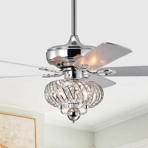 Fisher 50 in. Downrod Mount Chrome Ceiling Fan with Light Kit and Remote Control