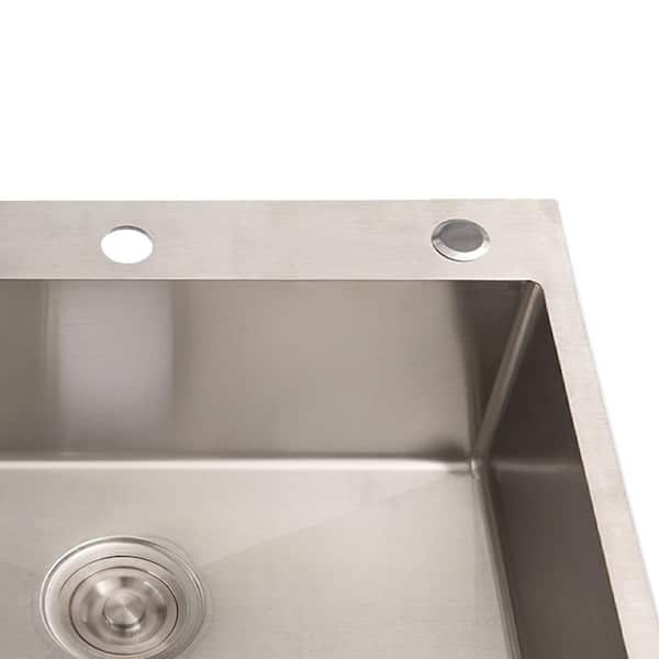 Amucolo 24 in. Stainless Steel Drop-in Laundry Utility Sink with Faucet