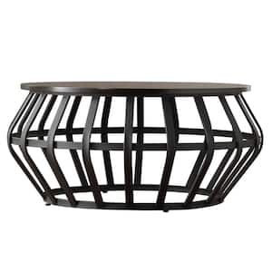 Black Metal Frame Round Cage Coffee Table