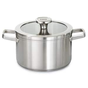 Graphite 8 in., 3.6 qt. 18/10 Stainless Steel Stockpot in Silver with Glass Lid