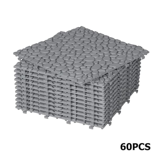 YOFE 1 ft. x 1 ft. All-Weather Outdoor Plastic Composite Interlocking Deck Tiles in Gray, Waterproof, Anti-Slip (60 Per Case)