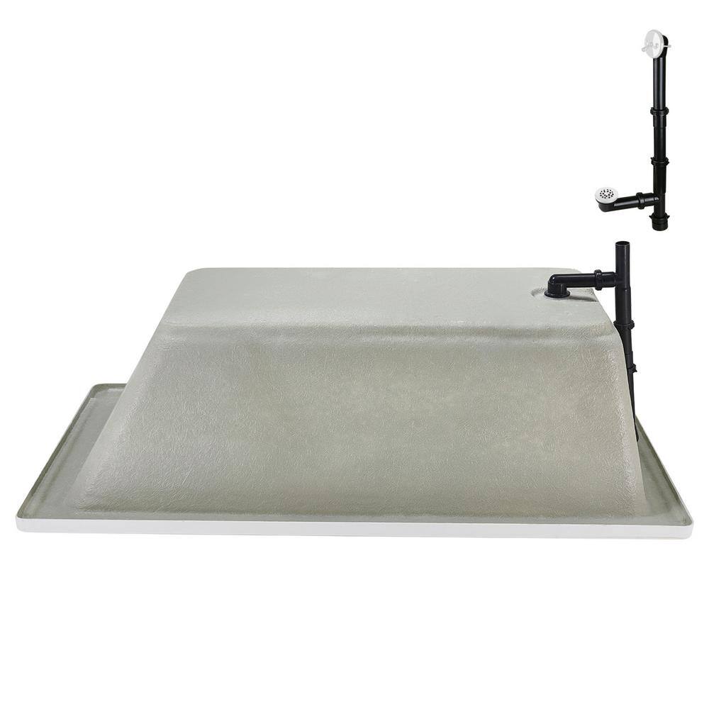 66" x 34" Glossy White Acrylic Soaking Drop-In Bathtub