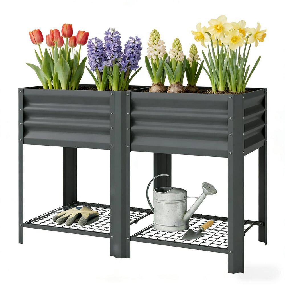Dark Gray Steel Outdoor Elevated Planter Box(47 in. L x 21 in. W x 31 in. H) price history on PriceWatchPro