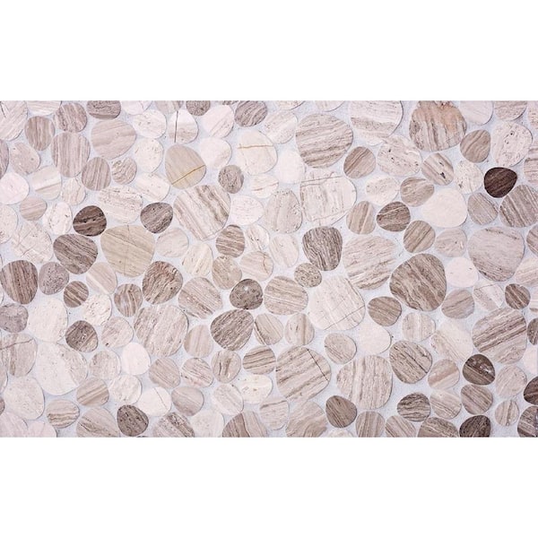 Apollo Tile Gray 4 in. x 5 in. Pebble Polished Marble Mosaic Tile Sample (0.13 sq. ft./Piece)