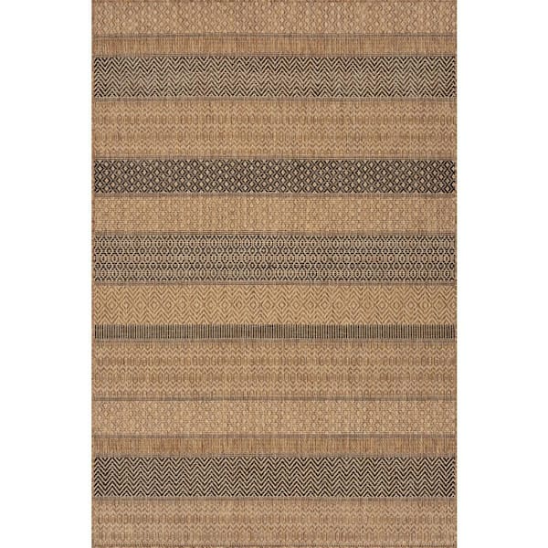Torelle Abstract Black 4 ft. x 6 ft. Outdoor Area Rug