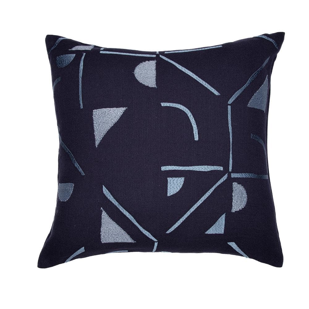 Stacy Garcia Blue Geometric Hand-Woven 20 in. x 20 in. Indoor Throw Pillow