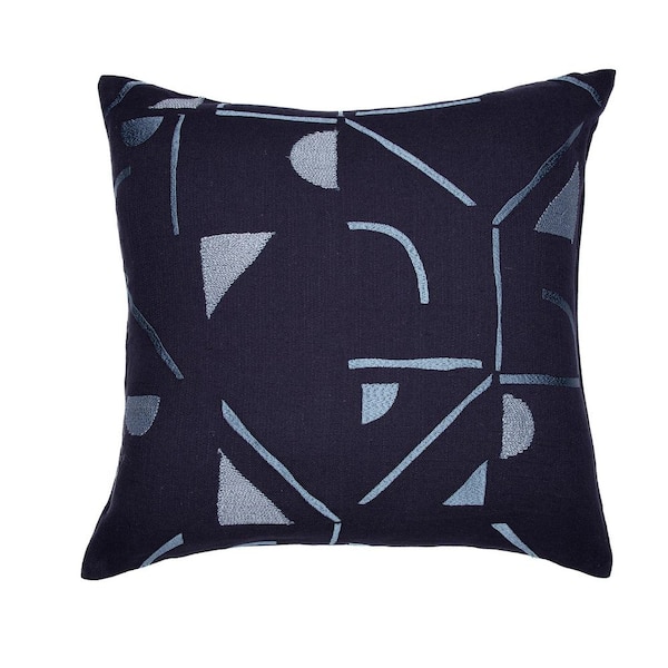 Unbranded Stacy Garcia Blue Geometric Hand-Woven 20 in. x 20 in. Indoor Throw Pillow
