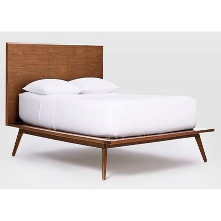 MR MODREST Carmen Mid-Century Modern Brown Wood Frame King Platform Bed