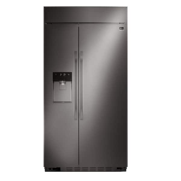 LG 42 in. W 25.6 cu. ft. Built-In Side by Side Refrigerator in Black Stainless Steel