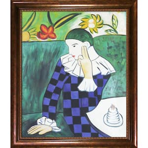 Harlequin Leaning on his Elbow by Pablo Picasso Verona Cafe Framed People Oil Painting Art Print 24 in. x 28 in.