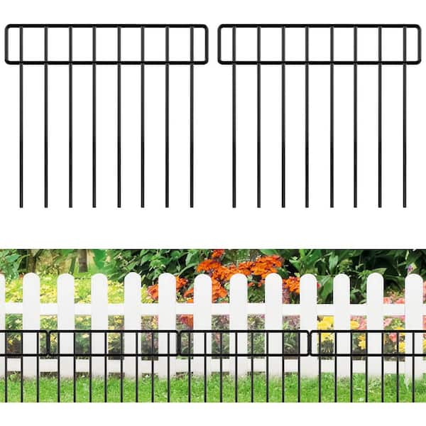 FXW Garden Fence 4 Panels 24in High Animal Barrier Decorative Metal Fence For Dogs Pets Temporary Fencing For Yard Patio Black