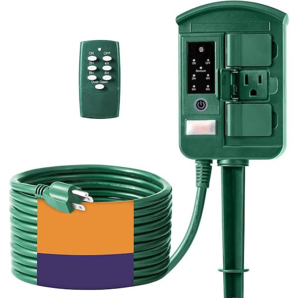 1875W/15A Outdoor Astronomic Power Stake Timer for Christmas Light Decoration Waterproof with Wireless Remote Control