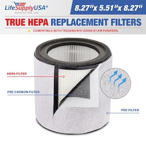 3-in-1 True HEPA Air Cleaner Replacement Filter plus Pre-Filter plus Carbon Filter Compatible with TruSens AFH-Z3000-01