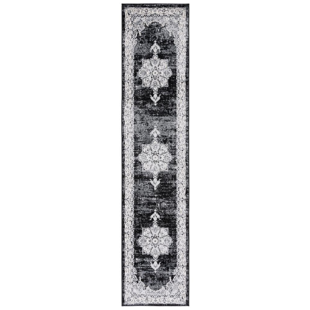 Brentwood 2 ft. x 9 ft. Ivory/Black Medallion Floral Border Runner Rug price history on PriceWatchPro