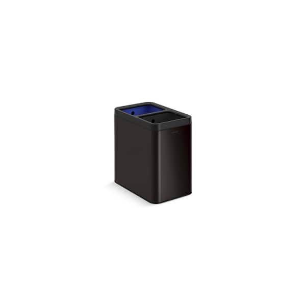22-Liter Dual-Compartment Open-Top Trash Can in Black Stainless