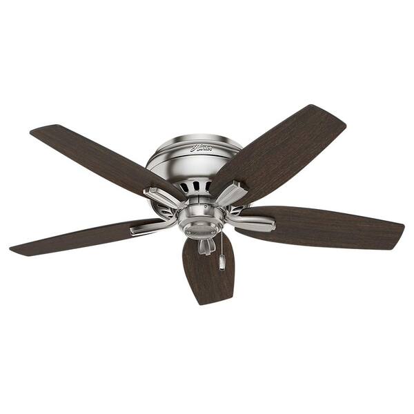 Hunter Newsome 42 In Indoor Low Profile Brushed Nickel Ceiling Fan With Light Kit 51082 - 42 Low Profile Ceiling Fan No Light