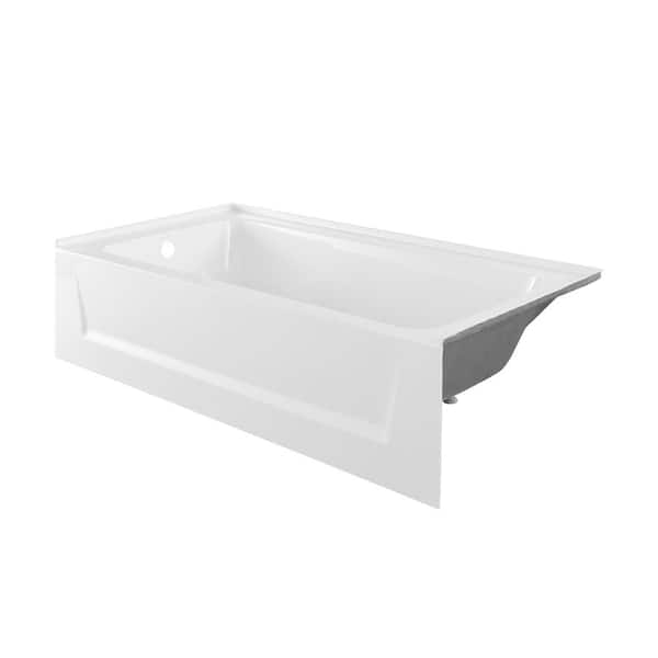 Swiss Madison Virage 60 in. x 30 in. Left-Hand Drain Rectangular Alcove Bathtub with Apron in White