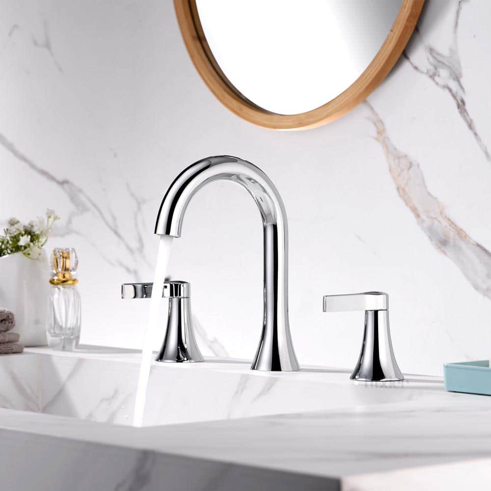 Chrome Widespread 2-Handle Bathroom Faucet with Drain Assembly