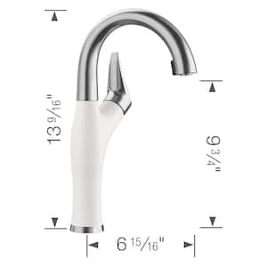 Artona Single-Handle Bar Faucet in White/Stainless