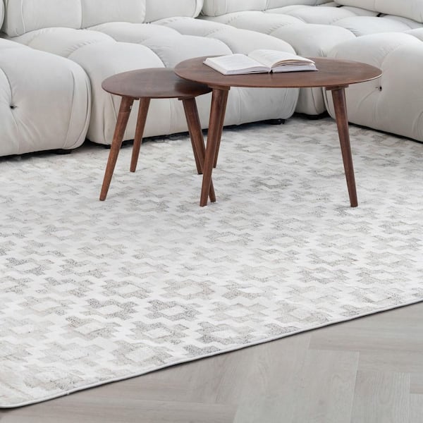 7 ft. x 10 ft. Cream and Beige Moroccan Area Rug
