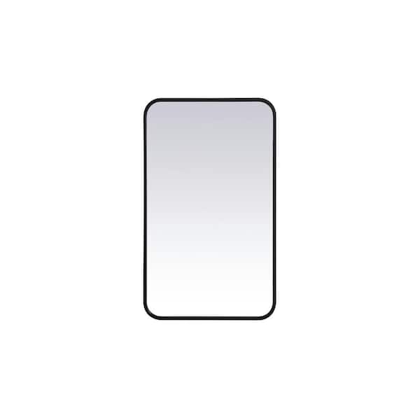 Unbranded Timeless Home 30 in. H x 18 in. W Black Modern Soft Corner Rectangular Wall Mirror